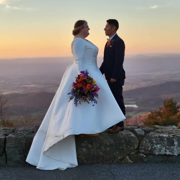 Wedding Dress- V neck long sleeve with button details size 28 - Picture 4 of 11